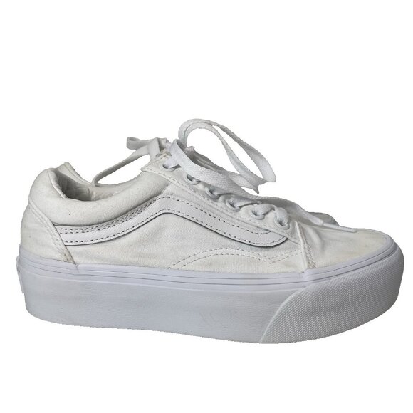 Vans Ward Platform Shoes Womens 5 Solid True White Sneaker Low Top Casual Preppy - Picture 5 of 10